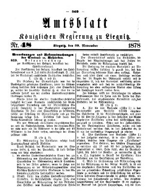 Amts-Blatt der Preußischen Regierung zu Liegnitz Samstag 30. November 1878