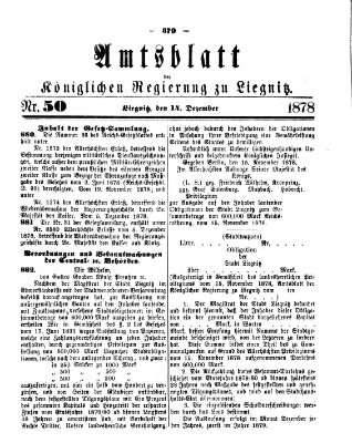 Amts-Blatt der Preußischen Regierung zu Liegnitz Samstag 14. Dezember 1878