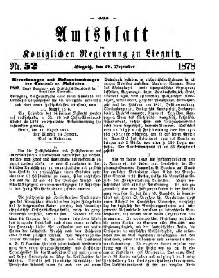 Amts-Blatt der Preußischen Regierung zu Liegnitz Samstag 28. Dezember 1878