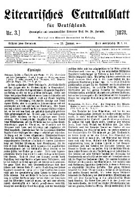 Literarisches Zentralblatt für Deutschland Samstag 19. Januar 1878