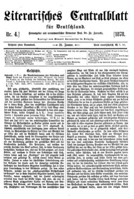 Literarisches Zentralblatt für Deutschland Samstag 26. Januar 1878