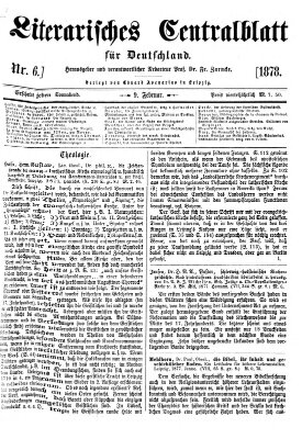 Literarisches Zentralblatt für Deutschland Samstag 9. Februar 1878