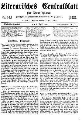 Literarisches Zentralblatt für Deutschland Samstag 6. April 1878