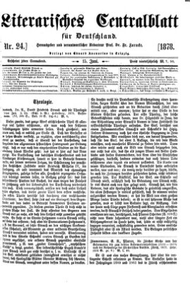 Literarisches Zentralblatt für Deutschland Samstag 15. Juni 1878