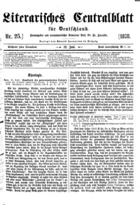 Literarisches Zentralblatt für Deutschland Samstag 22. Juni 1878