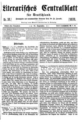 Literarisches Zentralblatt für Deutschland Samstag 21. September 1878