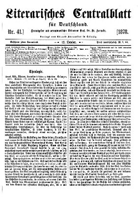 Literarisches Zentralblatt für Deutschland Samstag 12. Oktober 1878