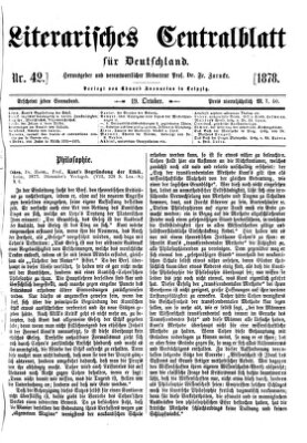 Literarisches Zentralblatt für Deutschland Samstag 19. Oktober 1878