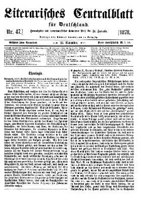 Literarisches Zentralblatt für Deutschland Samstag 23. November 1878