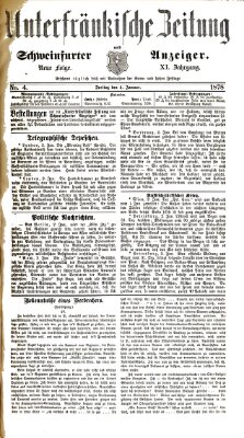 Unterfränkische Zeitung und Schweinfurter Anzeiger (Schweinfurter Anzeiger) Freitag 4. Januar 1878