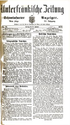 Unterfränkische Zeitung und Schweinfurter Anzeiger (Schweinfurter Anzeiger) Freitag 18. Januar 1878