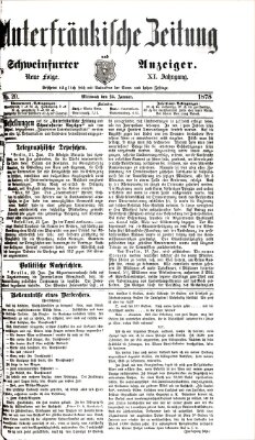 Unterfränkische Zeitung und Schweinfurter Anzeiger (Schweinfurter Anzeiger) Mittwoch 23. Januar 1878