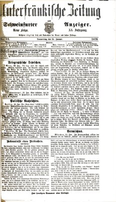 Unterfränkische Zeitung und Schweinfurter Anzeiger (Schweinfurter Anzeiger) Donnerstag 24. Januar 1878