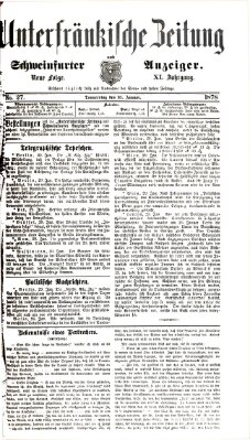 Unterfränkische Zeitung und Schweinfurter Anzeiger (Schweinfurter Anzeiger) Donnerstag 31. Januar 1878