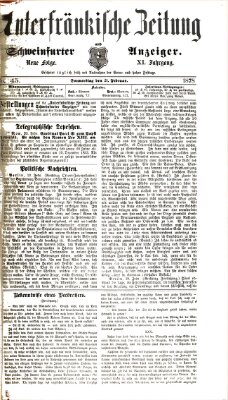 Unterfränkische Zeitung und Schweinfurter Anzeiger (Schweinfurter Anzeiger) Donnerstag 21. Februar 1878