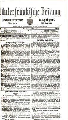 Unterfränkische Zeitung und Schweinfurter Anzeiger (Schweinfurter Anzeiger) Dienstag 26. Februar 1878