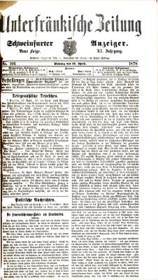 Unterfränkische Zeitung und Schweinfurter Anzeiger (Schweinfurter Anzeiger) Montag 29. April 1878