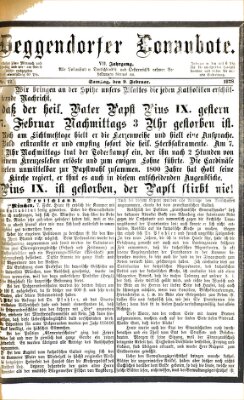 Deggendorfer Donaubote Samstag 9. Februar 1878