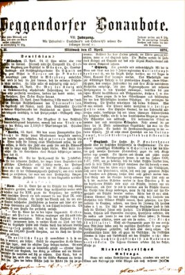 Deggendorfer Donaubote Mittwoch 17. April 1878