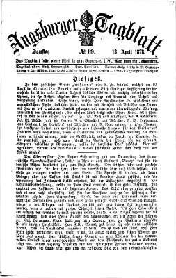 Augsburger Tagblatt Samstag 13. April 1878