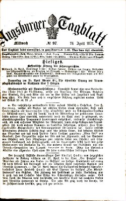 Augsburger Tagblatt Mittwoch 24. April 1878