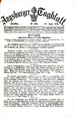 Augsburger Tagblatt Samstag 27. April 1878