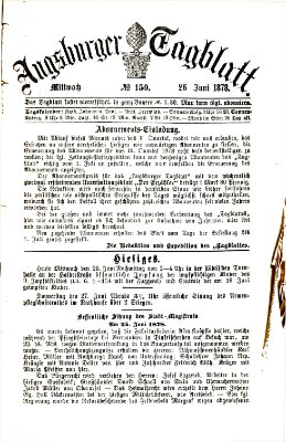 Augsburger Tagblatt Mittwoch 26. Juni 1878