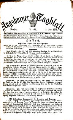 Augsburger Tagblatt Samstag 13. Juli 1878