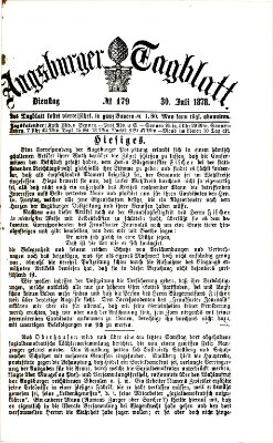 Augsburger Tagblatt Dienstag 30. Juli 1878