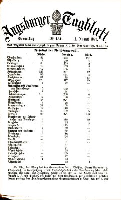 Augsburger Tagblatt Donnerstag 1. August 1878