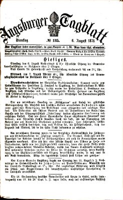 Augsburger Tagblatt Dienstag 6. August 1878