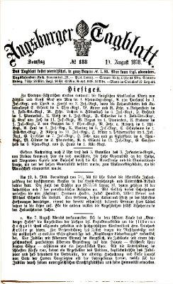 Augsburger Tagblatt Samstag 10. August 1878