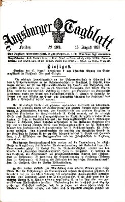 Augsburger Tagblatt Freitag 16. August 1878