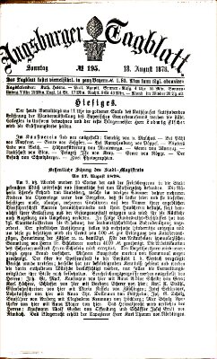 Augsburger Tagblatt Sonntag 18. August 1878