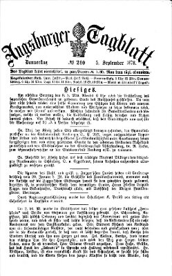 Augsburger Tagblatt Donnerstag 5. September 1878