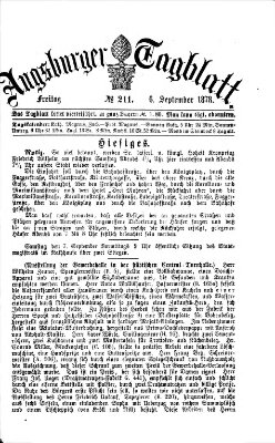 Augsburger Tagblatt Freitag 6. September 1878