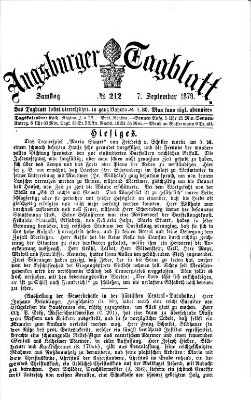 Augsburger Tagblatt Samstag 7. September 1878