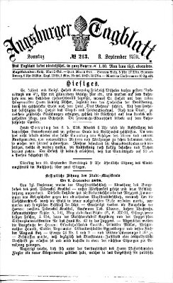 Augsburger Tagblatt Sonntag 8. September 1878