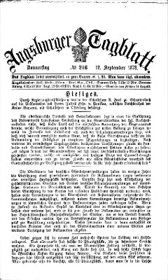 Augsburger Tagblatt Donnerstag 12. September 1878