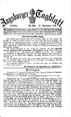 Augsburger Tagblatt Dienstag 17. September 1878