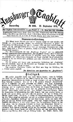 Augsburger Tagblatt Donnerstag 19. September 1878