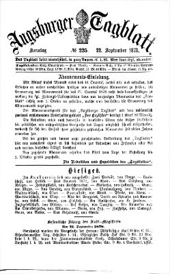 Augsburger Tagblatt Sonntag 22. September 1878