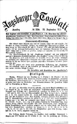 Augsburger Tagblatt Samstag 28. September 1878