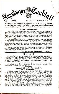 Augsburger Tagblatt Sonntag 29. September 1878