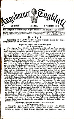 Augsburger Tagblatt Mittwoch 2. Oktober 1878