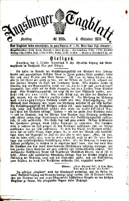 Augsburger Tagblatt Freitag 4. Oktober 1878