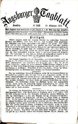 Augsburger Tagblatt Samstag 12. Oktober 1878