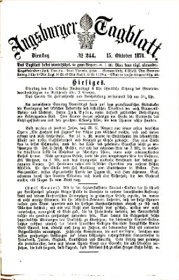 Augsburger Tagblatt Dienstag 15. Oktober 1878