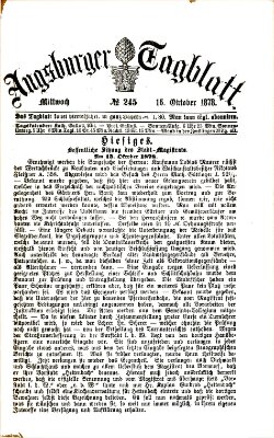 Augsburger Tagblatt Mittwoch 16. Oktober 1878