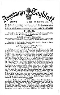 Augsburger Tagblatt Mittwoch 13. November 1878